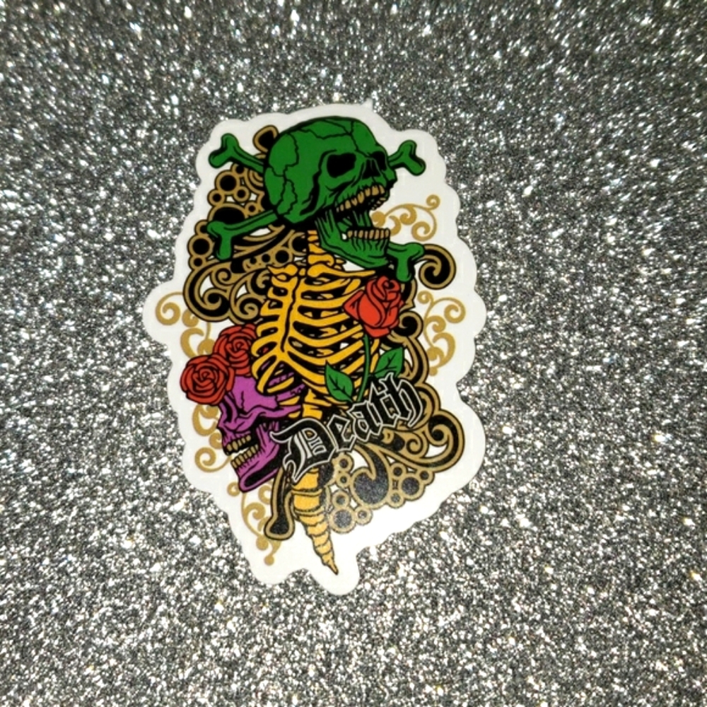 ART GOTHIC PASTLE death skull bones waterproof sticker